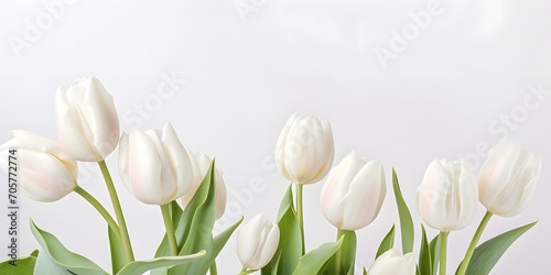 delicate white tulips on a white background