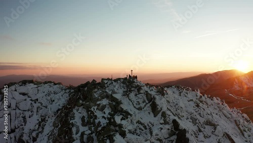 Spectacular Drone Footage of Sunset Over the Low Tatra Mountain Range in Slovakia photo