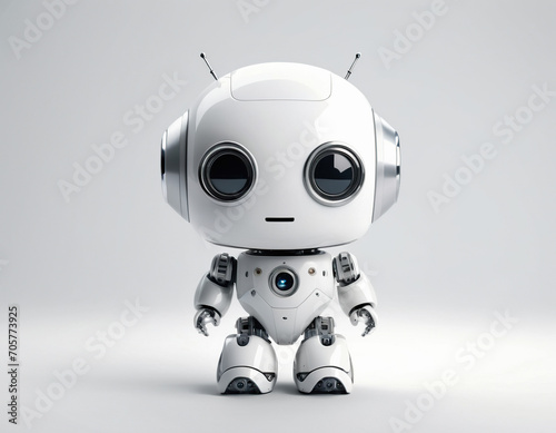 cute robot with round eyes on white background © pecherskiydotkz