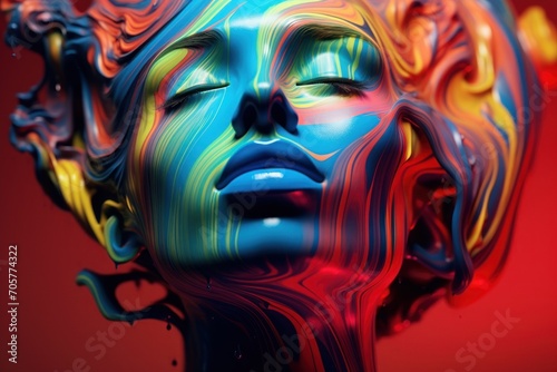  a digital painting of a woman's face with her eyes closed and her head turned to the side with her eyes closed and her eyes closed and her eyes closed. © Nadia