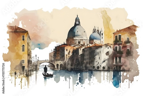 watercolor venice scene on white background © rubythroated