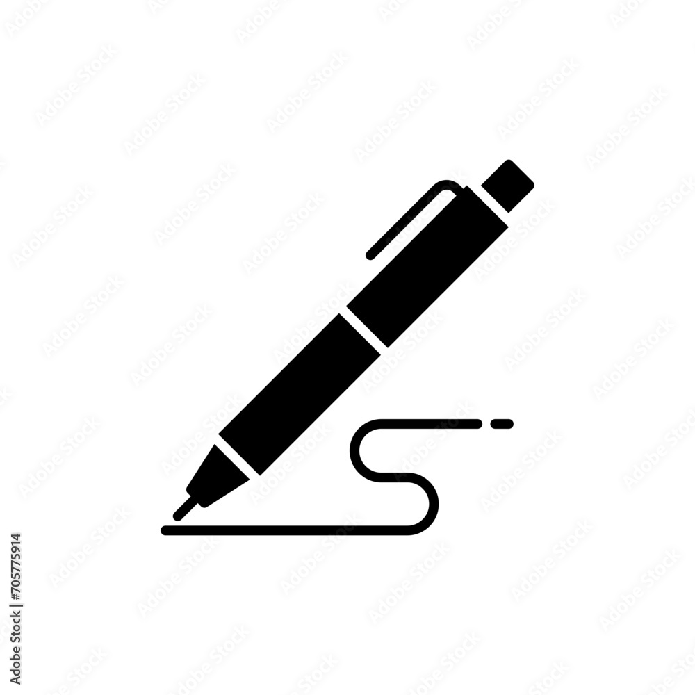 Pen, write icon. Simple solid style. Signature pen, paper, ink, sign, pencil, tool, education concept. Black silhouette, glyph symbol. Vector illustration isolated. Pen, write icon. Simple solid style. Signature pen, paper, ink, sign, pencil, tool, education concept. Black silhouette, glyph symbol. Vector illustration isolated.