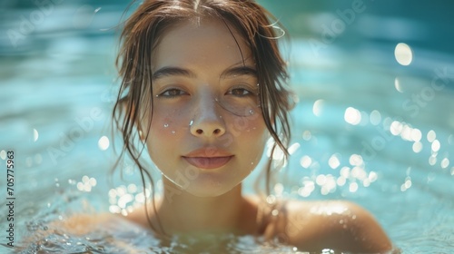 Portrait beautiful young asian woman enjoy relax around swimming pool for leisure vacation