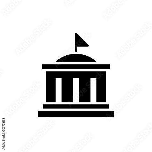 City hall building icon. Simple solid style. Municipal, hall town, embassy, council, government concept. Black silhouette, glyph symbol. Vector illustration isolated.