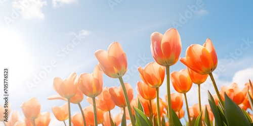 orange tulip field isolated on white background