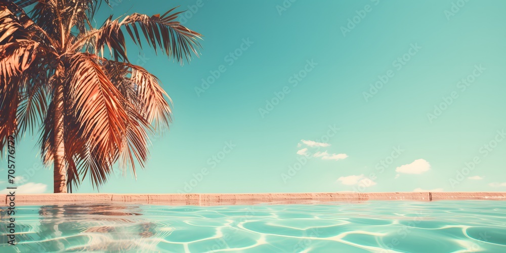 palme am swimming pool, sommer hintergrund