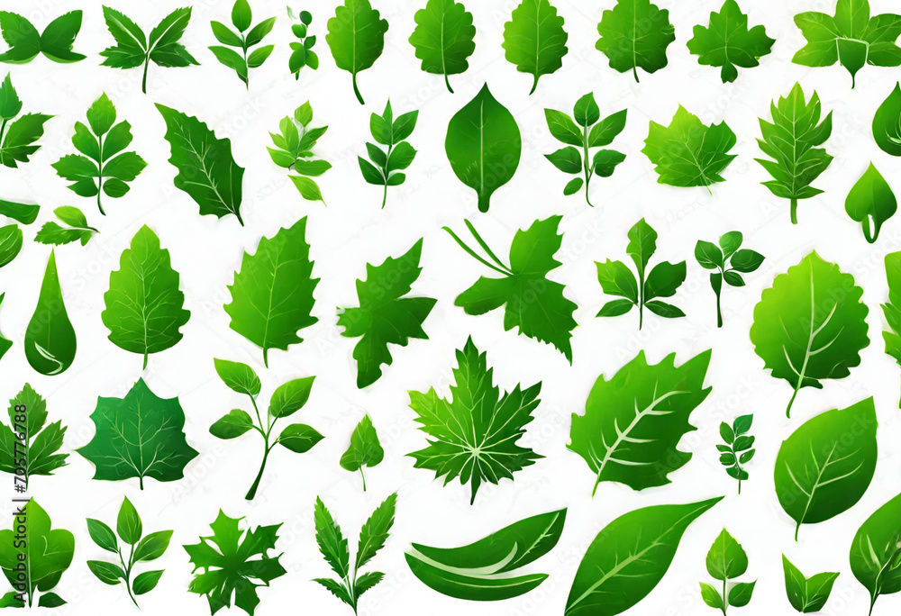 Leaves collection eco. Green leaves flat icon set illustration. Leaves collection eco. Green leaves flat icon set illustration.
