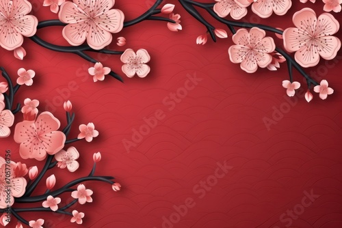 chinese new year branch chinese cherry background