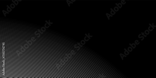 Abstract white smooth wave on a black background. Dynamic sound wave. Design element. Vector illustration.
