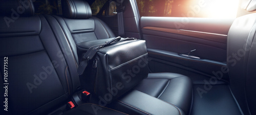 Bag lies on the front seat of the car, The Robber takes a forgotten bag from the front seat, The Concept of robbery