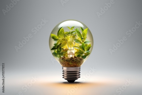 a light bulb with a plant inside of it on top of a white table next to a light bulb with a plant inside of it on top of a white table.
