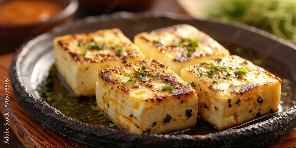 Paneer Harmony: A dining scene featuring fresh Indian cheese - Creamy, Textured Bite of Paneer - Soft, warm lighting accentuating the creamy and textured nature of this versatile Indian cheese