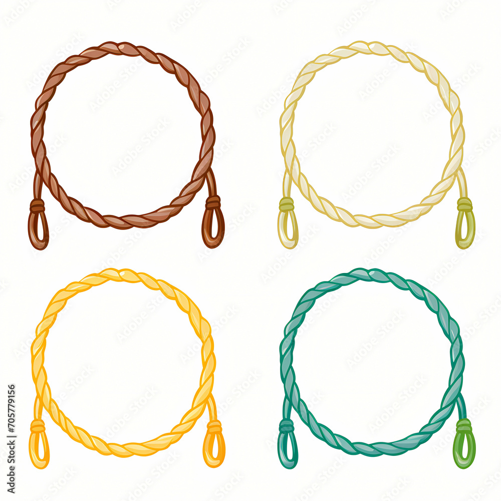 Fototapeta premium A Campling Rope, A Set Of Circular Objects With Handles