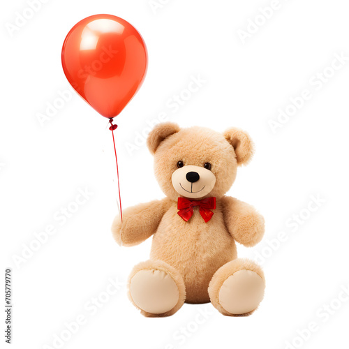 teddy bear with balloons isolated on transparent background