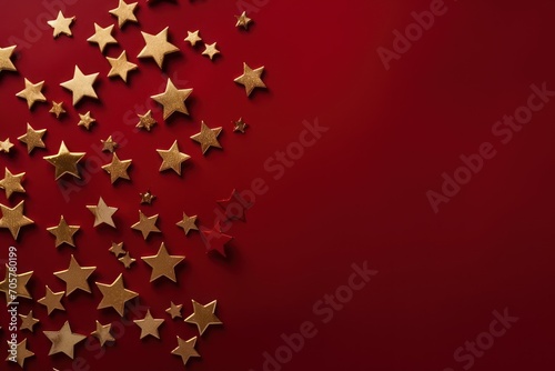  a group of gold stars on a red background with space for a text or an image to put on a card or a brochure or brochure.