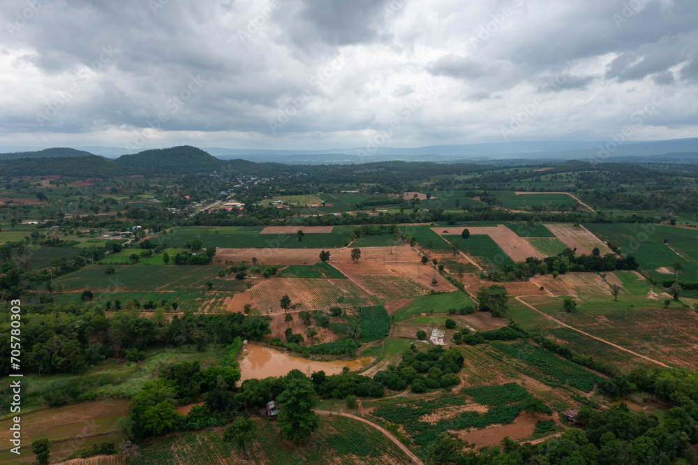 Obraz premium Aerial view of Ban Sapan village, Peaceful little village in Nan province,Thailand