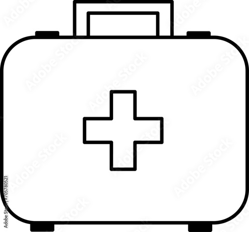 Doctors Bag for Coloring Page. Briefcase with the Symbol of the Medical Cross. Vector illustration