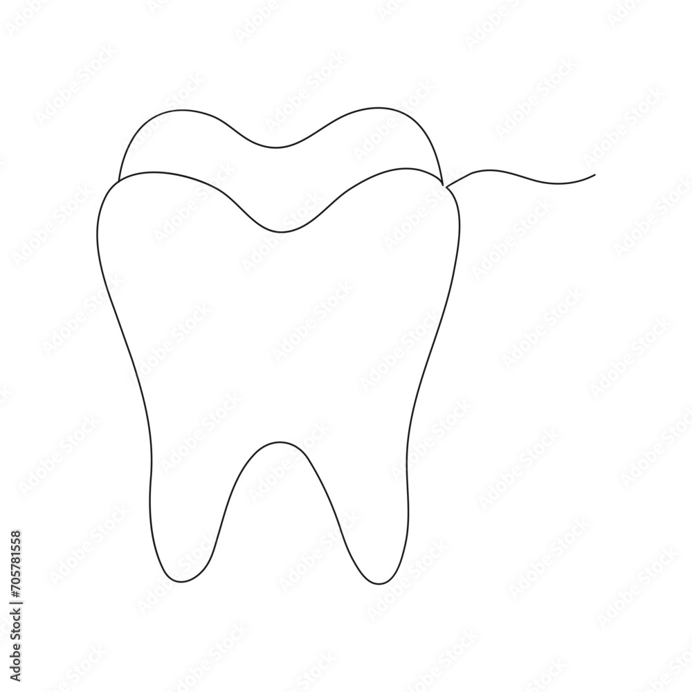 Continuous one line teeth drawing art design Continuous one line teeth drawing art design