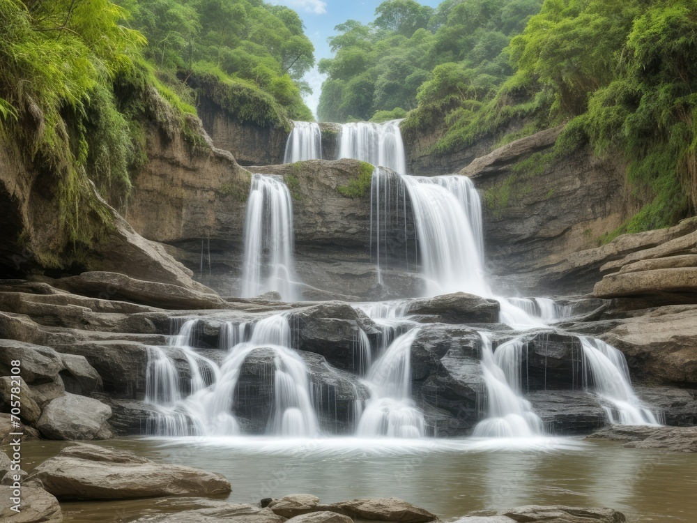 Obraz premium Waterfall view background design
