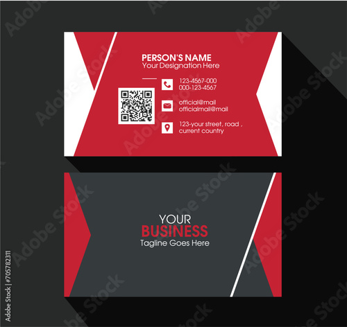 Modern red business card. Professional business card design. Corporate vector visiting card layout. Creative visiting card design.