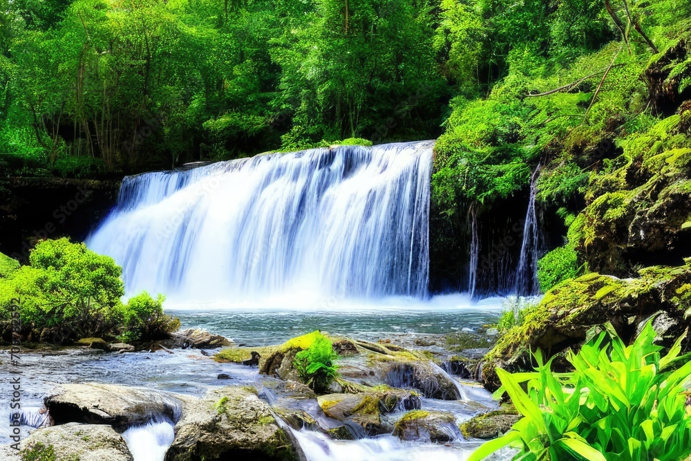 Obraz premium Waterfall view background design