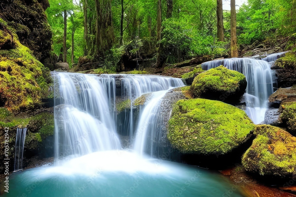 Naklejka premium Waterfall view background design