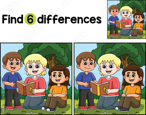 Christian Children with Bible Find The Differences photo