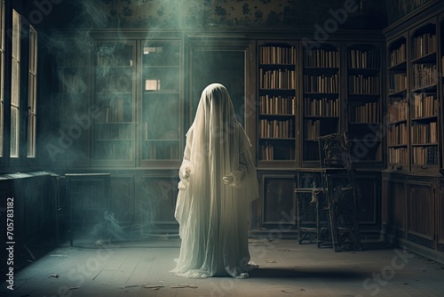 A phantom silently roams the forgotten aisles, their presence sending chills down your spine.