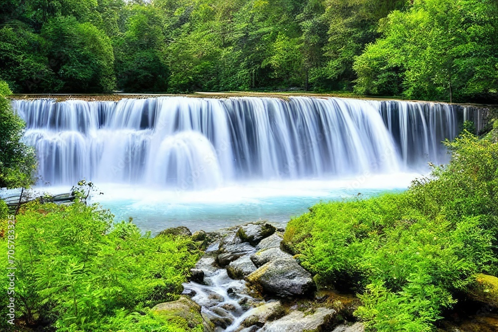 Naklejka premium Waterfall view background design