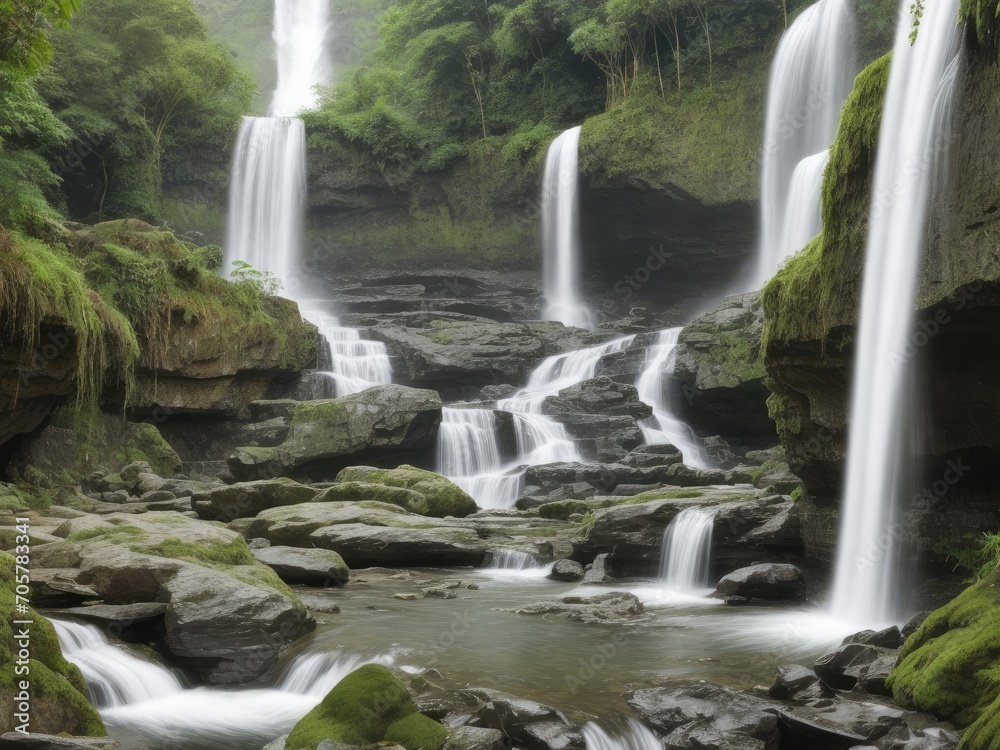 Fototapeta premium Waterfall view background design