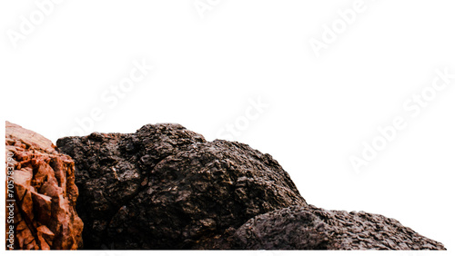 Sea wet rocks on the beach on white background Underwater stones, Mediterranean sea png photo