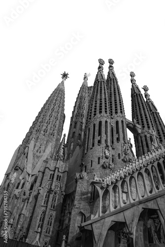 Sagrada Familia on white background. The Antoni Gaudi masterpiece png photo.