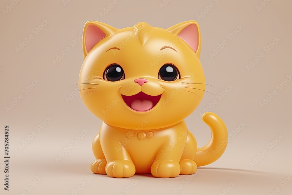 Fluffy and delightful yellow kitten in a charming jelly style.