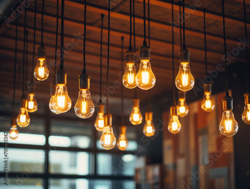 vintage light bulbs on the wall