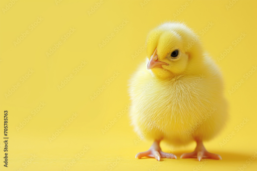 Fototapeta premium baby chicken on yellow