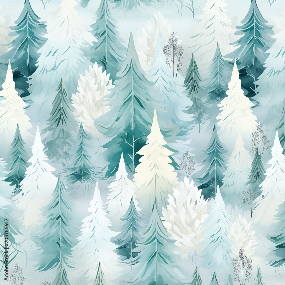 seamless pattern with spruce trees