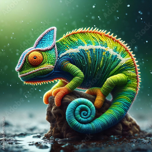 Colorful Knitted Chameleon Artwork © atdigit