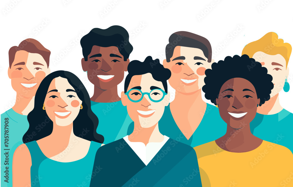 Diverse multicultural group of people waving and smiling vector illustration diversity society Diverse multicultural group of people waving and smiling vector illustration diversity society
