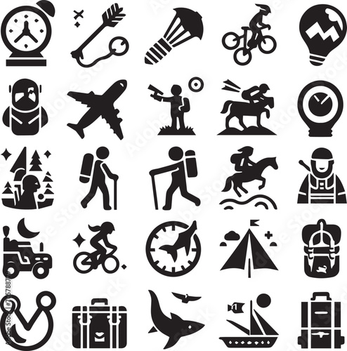 Set of silhouettes kids baby children editable vector icon in various poses