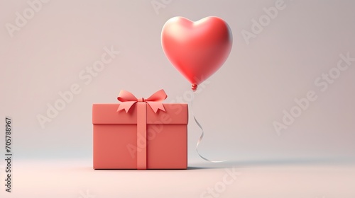 Valentine's day design. Realistic red gift box. Open a gift box full of decorative festive objects. Holiday banner, web poster, flyer, stylish brochure, cover. Romantic background, generative ai © irvan