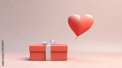 Valentine's day design. Realistic red gift box. Open a gift box full of decorative festive objects. Holiday banner, web poster, flyer, stylish brochure, cover. Romantic background, generative ai © irvan