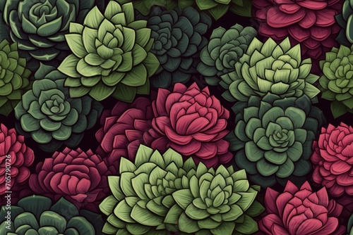  a bunch of colorful succulents with green leaves on a purple and green background with green leaves on the top of the succulents and bottom of the succulents of the succulents.