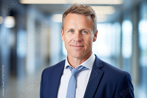 Corporate Leader Potrait: Confident Executive in Business Attire at Modern Office - Professional Success, Corporate Strategy, Leadership, Entrepreneur