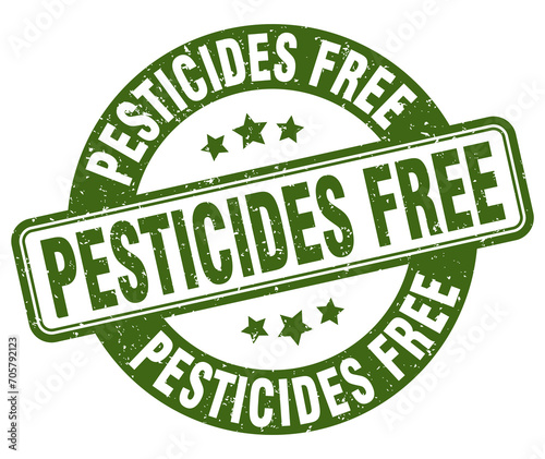 pesticides free stamp. pesticides free label. round grunge sign