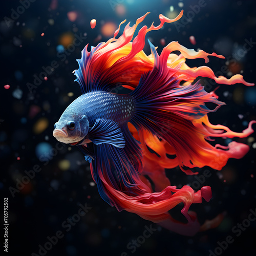 Beautiful pictures of colorful fighting fish swimming beautifully. Generative AI