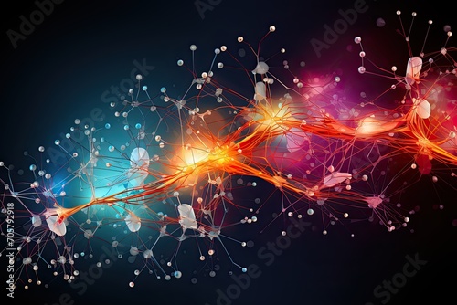 Nervous system, brain central nervous cells, neuroscience, Nerve firing a signal through axon nerve communication, Generative AI © Анатолий Савицкий