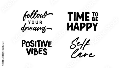 Motivational quotes bundle. Inspiration and good vibes set of typographic designs.