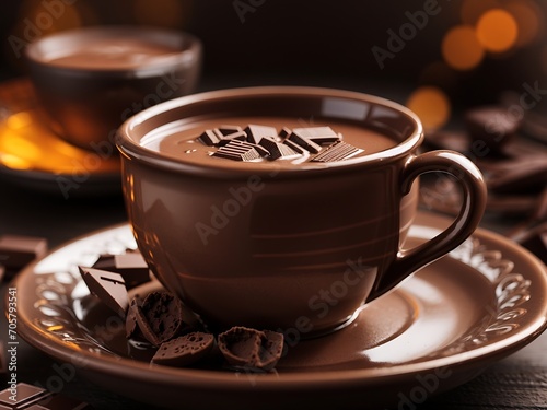 Close up of a cup of warm chocolate