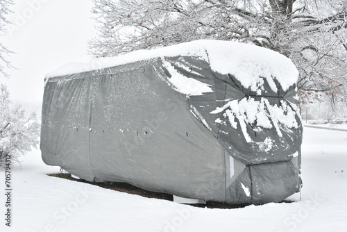 Snow on an RV Cover photo