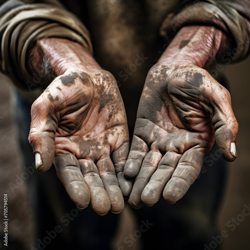 Wallpaper Mural Close up of dirty hands. A concept of poverty and hard work.  Torontodigital.ca